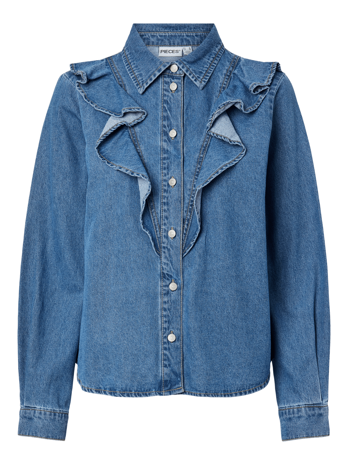 PCEVA Denim Shirt - Medium Blue Denim - VERO MODA & VILA Bergvik